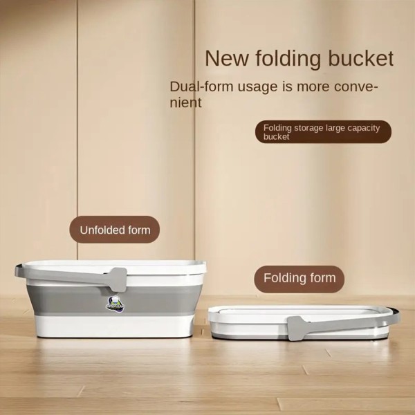 Foldable Silicone Bucket Mop – Hands‑Free Portable Floor Cleaner with Microfiber Pad