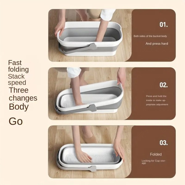 Foldable Silicone Bucket Mop – Hands‑Free Portable Floor Cleaner with Microfiber Pad