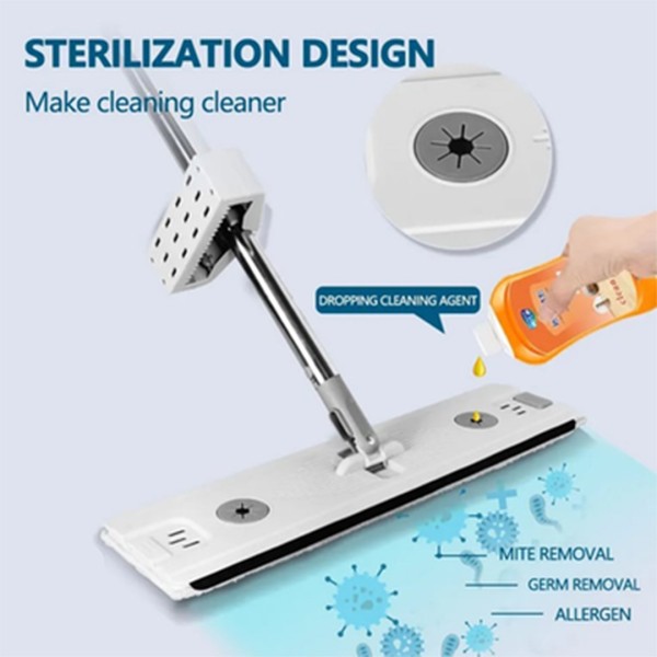 M6 Flat Mop – 360° Rotating Microfiber Floor Cleaning Mop for Home and Office