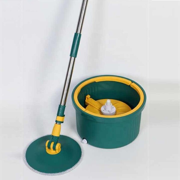 Round Bucket Spin Mop – 360° Rotating Microfiber Floor Cleaning Mop with Easy Spin Dry Bucket