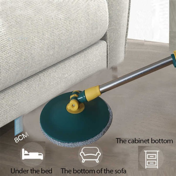 Round Bucket Spin Mop – 360° Rotating Microfiber Floor Cleaning Mop with Easy Spin Dry Bucket