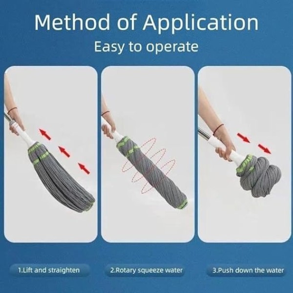 Premium 360° Twist Mop – Super Absorbent Cotton Head, Easy Spin & Quick Dry Floor Cleaning Mop