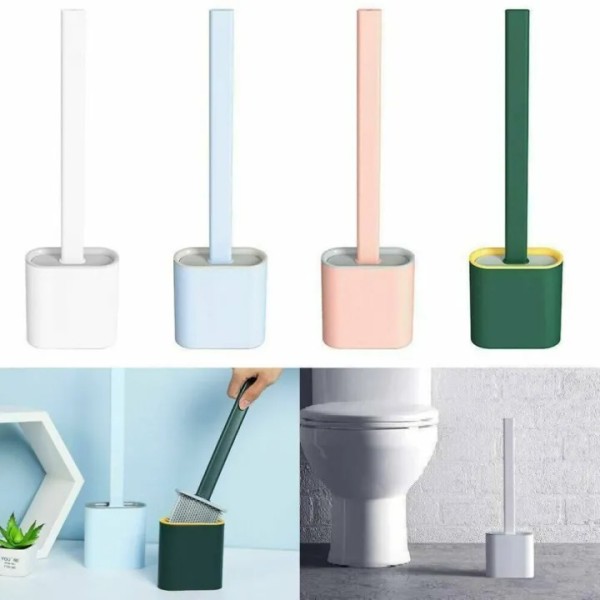 Silicone Toilet Brush with Holder – Deep Cleaning, Quick Dry, Non-Scratch & Hygienic Design