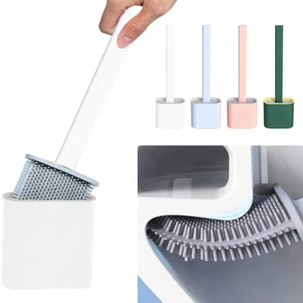 Silicone Toilet Brush with Holder – Deep Cleaning, Quick Dry, Non-Scratch & Hygienic Design