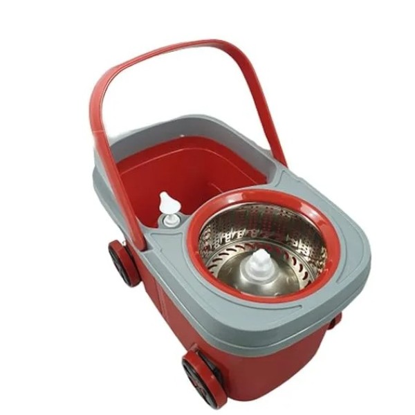 BMW Super Spin Mop with Wheels – 360° Rotating Cleaning System, Stainless Steel Basket & Extra Mop Heads