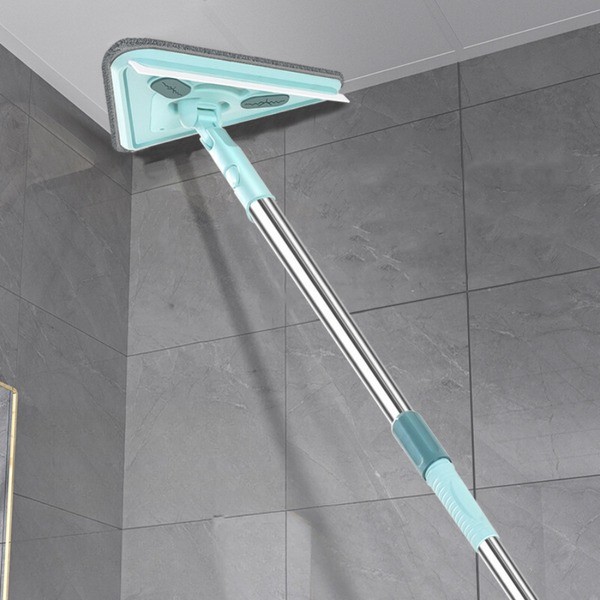 3 in 1 Triangle Mop – Multifunctional Rotating Floor & Glass Cleaning Mop with Extendable Handle, Wiper & Washable Pads