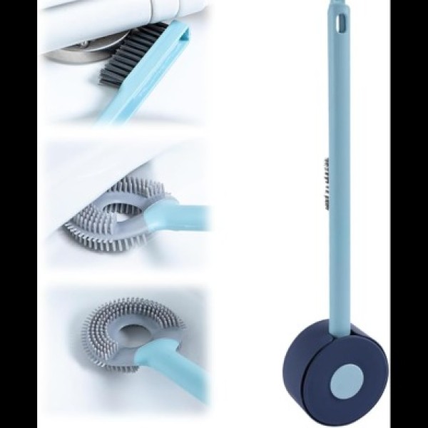Round Silicone Toilet Brush – 360° Flexible Deep Cleaning Brush with Long Handle, Non-Scratch & Hygienic Design
