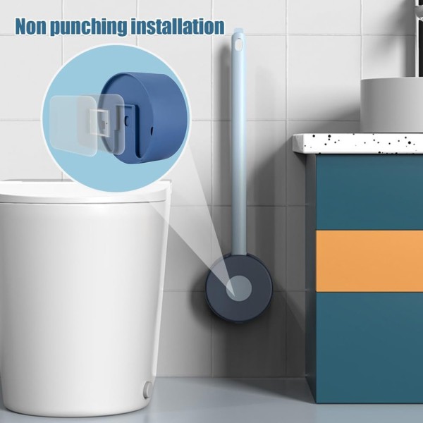 Round Silicone Toilet Brush – 360° Flexible Deep Cleaning Brush with Long Handle, Non-Scratch & Hygienic Design