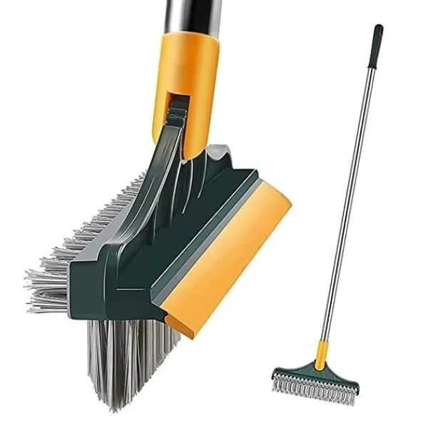 3 in 1 Floor Cleaning Brush – Multifunctional Scrubber with Wiper & Long Handle for Bathroom, Tile & Kitchen Cleaning