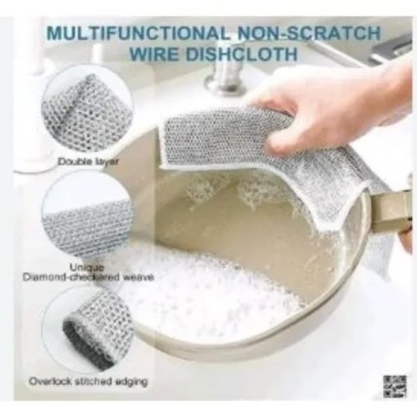 Magic Majuni Cleaning Pad – 5 Pcs Durable Silver Scrubber Sponge for Dish, Kitchen & Multipurpose Cleaning