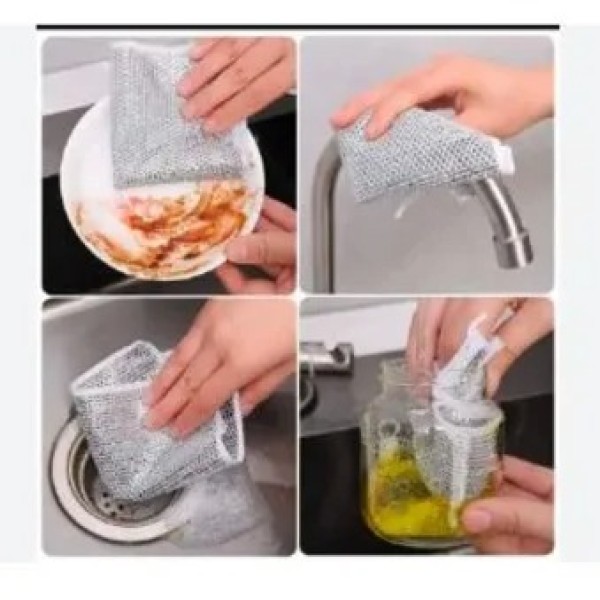 Magic Majuni Cleaning Pad – 5 Pcs Durable Silver Scrubber Sponge for Dish, Kitchen & Multipurpose Cleaning