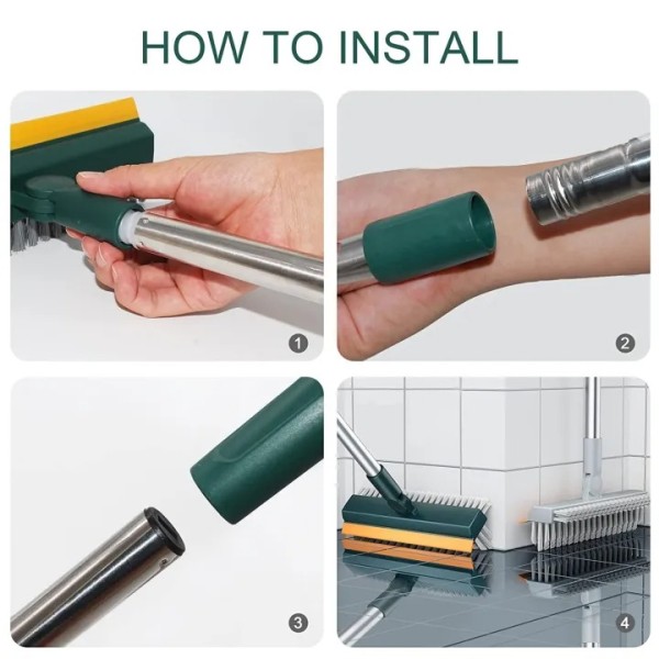 3 in 1 Floor Cleaning Brush – Multifunctional Scrubber with Wiper & Long Handle for Bathroom, Tile & Kitchen Cleaning