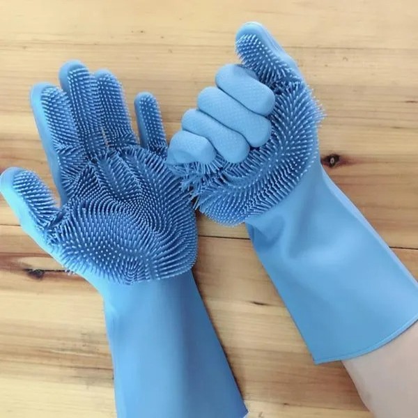 Silicone Hand Gloves – Magic Cleaning Gloves with Built‑in Scrubber, Heat Resistant & Multi‑Purpose for Kitchen Use