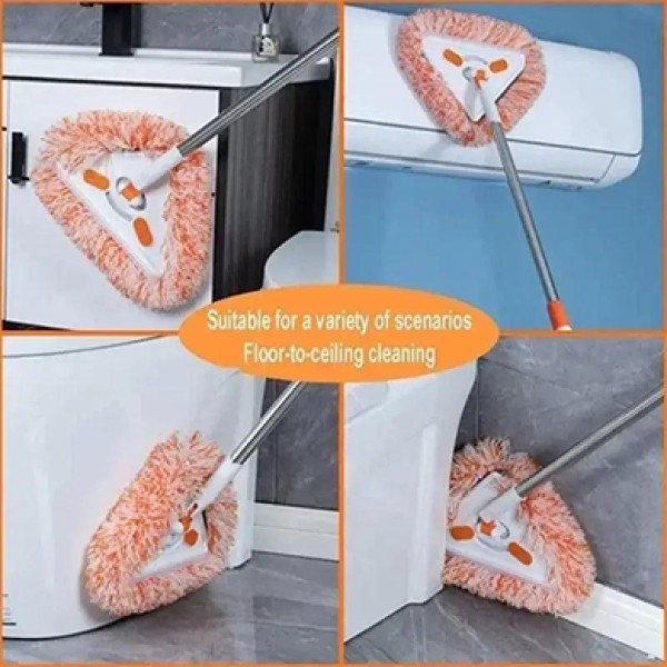 4 in 1 Triangle Mop – Rotating Multi-Functional Floor, Wall & Glass Cleaning Mop with Washable Pads and Extendable Handle