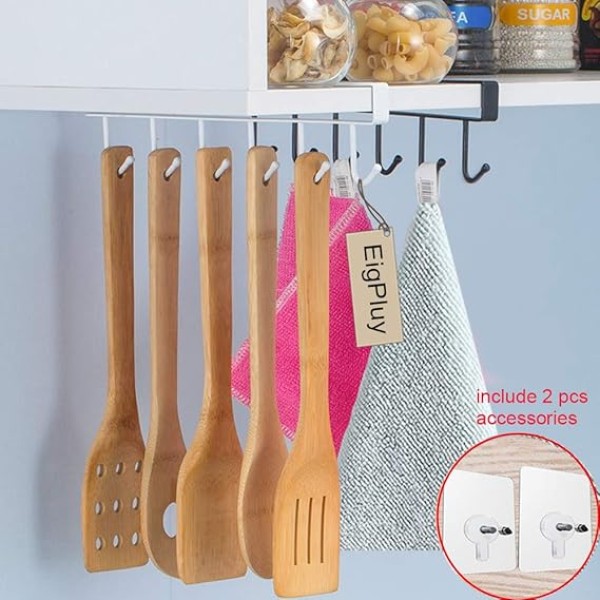 6 in 1 Cup Holder Rack – Under Shelf Iron Hook Rack for Cups, Mugs & Kitchen Utensil Organizer