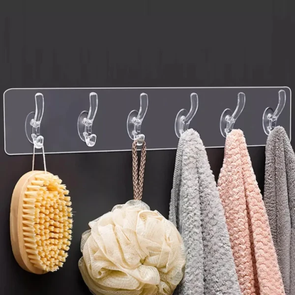 6 in 1 Sticky Hook Set – Heavy Duty Wall Adhesive Hooks for Bathroom, Kitchen & Multipurpose Use