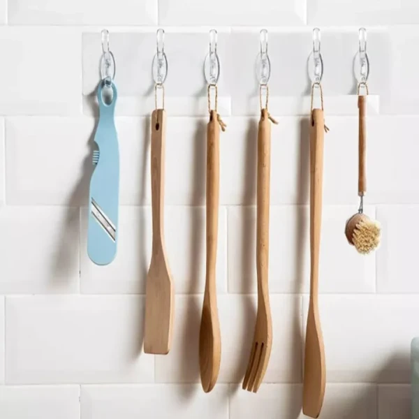 6 in 1 Sticky Hook Set – Heavy Duty Wall Adhesive Hooks for Bathroom, Kitchen & Multipurpose Use