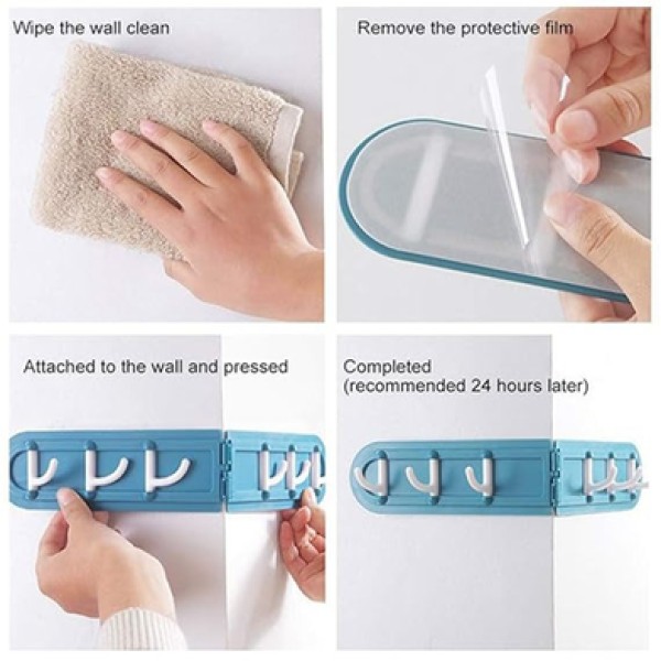6 in 1 Wall Hook (Plastic) – Multi Hook Hanger Rack for Kitchen, Bathroom & Home Wall Organization