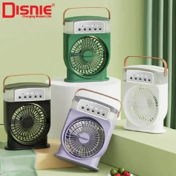 Rechargeable Air Cooler Fan – Portable Mini Cooling Fan with LED Light & Multiple Speed Control for Home, Office & Outdoor