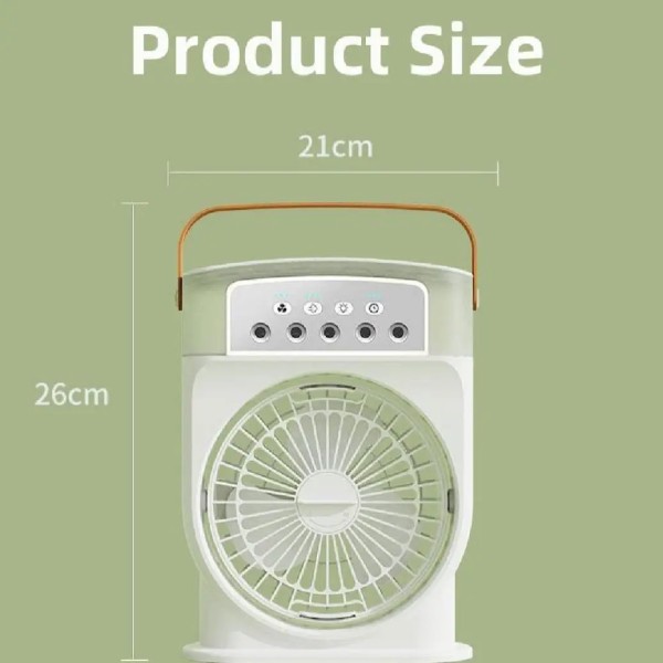 Rechargeable Air Cooler Fan – Portable Mini Cooling Fan with LED Light & Multiple Speed Control for Home, Office & Outdoor