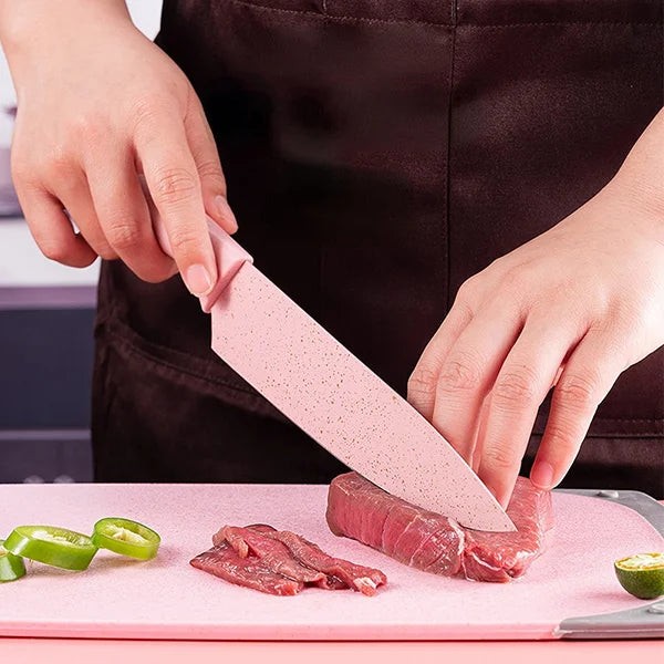 Premium 6-Piece Non-Stick Colorful Kitchen Knife Set - High Carbon Stainless Steel Knife Set with Scissors & Peeler