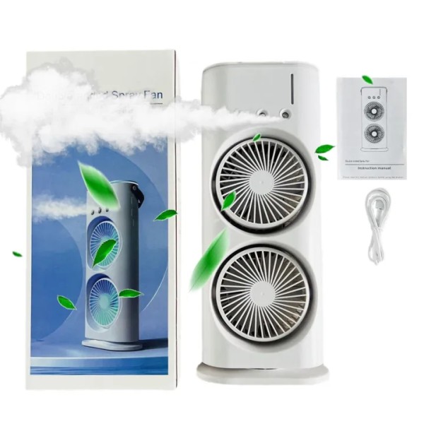 Air Cooler Fan, Portable Spray Fan, Double Head Fan, USB Desktop Fan, Cooling Mist Fan