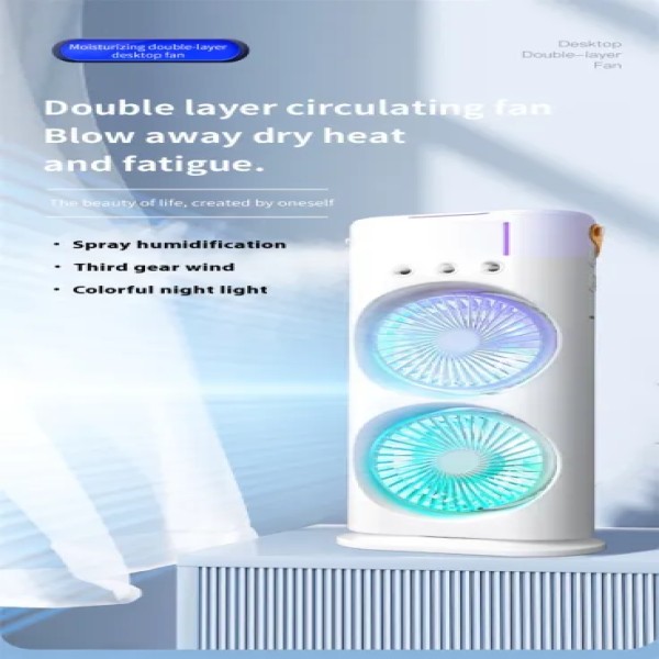 Air Cooler Fan, Portable Spray Fan, Double Head Fan, USB Desktop Fan, Cooling Mist Fan