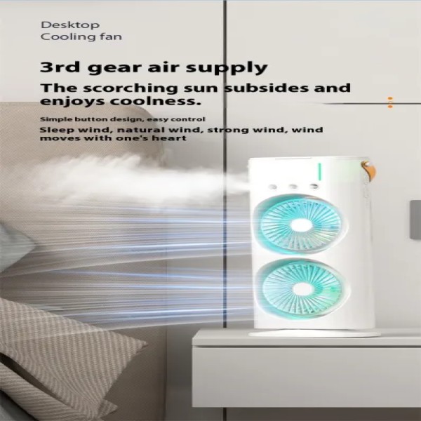 Air Cooler Fan, Portable Spray Fan, Double Head Fan, USB Desktop Fan, Cooling Mist Fan