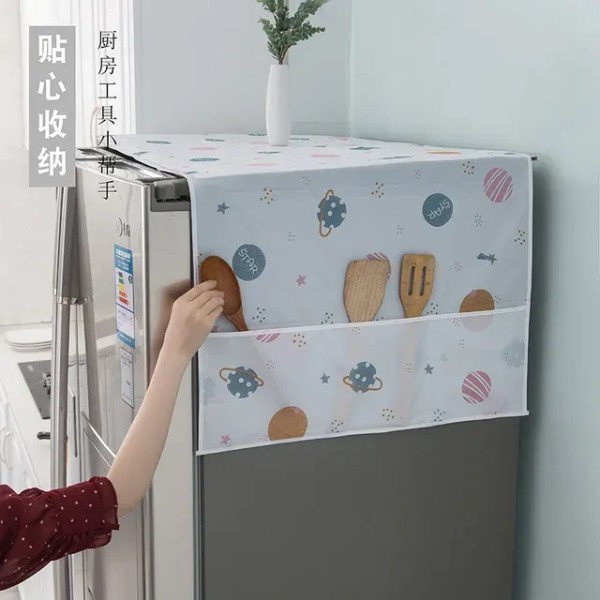 Freeze Cover,Refrigerator Top Cover with Storage Pocket, Cartoon Print Fridge Cover