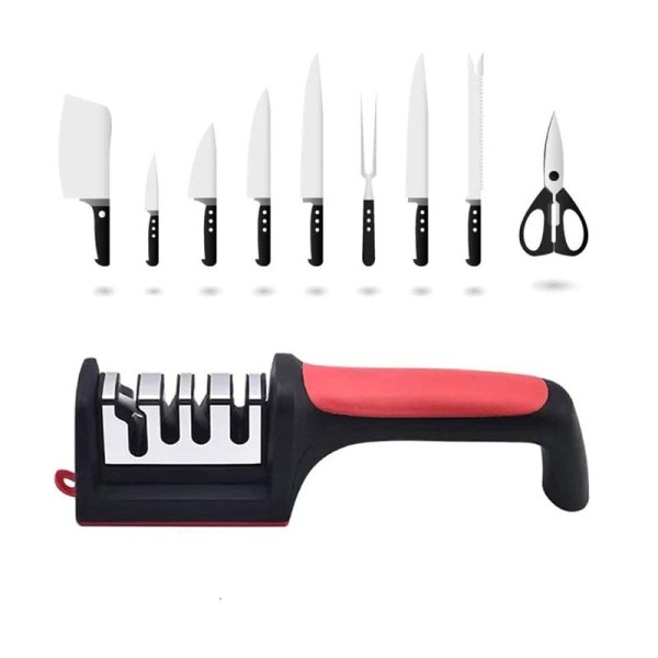 Knife Sharpener Black.Professional Knife Sharpening Tool.Stage Kitchen Knife Sharpener