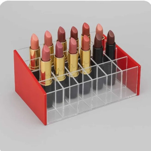 Lipstick Holder, Clear Lipstick Storage Box. 12-15 Slot Lipstick Organizer | Transparent Makeup Storage Stand for Vanity & Dressing Table