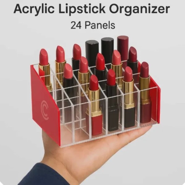 Lipstick Holder, Clear Lipstick Storage Box. 12-15 Slot Lipstick Organizer | Transparent Makeup Storage Stand for Vanity & Dressing Table