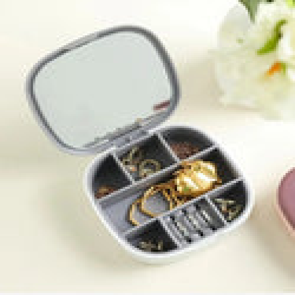 Mini Jewelry Box. Portable Travel Jewelry Case with Mirror.Compact Jewelry Storage Box for Rings, Earrings, Necklace .Gift for Women & Girls