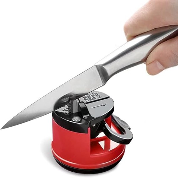Mini Knife Sharpener,Suction Cup Knife Sharpener,Portable 2-Stage Knife Sharpener with Suction Base ,Kitchen Knife Sharpener for Home & Camping