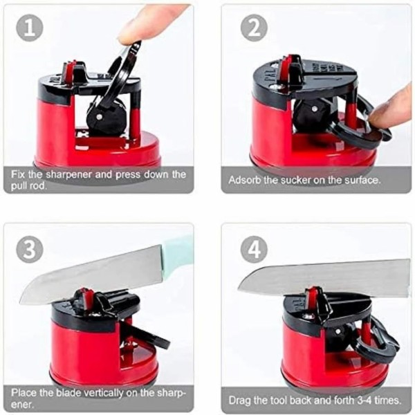 Mini Knife Sharpener,Suction Cup Knife Sharpener,Portable 2-Stage Knife Sharpener with Suction Base ,Kitchen Knife Sharpener for Home & Camping