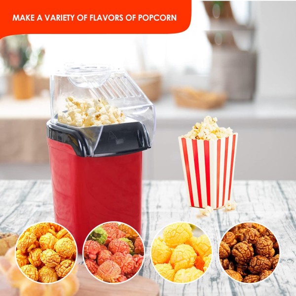 Popcorn Maker,Automatic Hot Air Popcorn Maker,Electric Popcorn Machine for Home & Party,Oil-Free Healthy Popcorn Maker with Transparent Lid