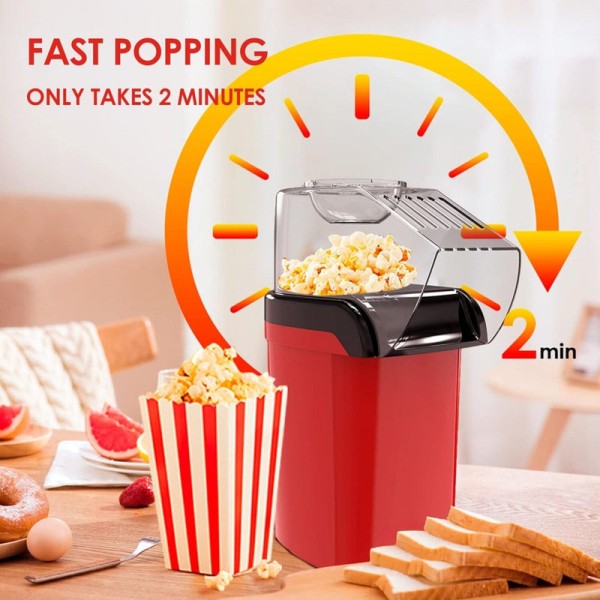 Popcorn Maker,Automatic Hot Air Popcorn Maker,Electric Popcorn Machine for Home & Party,Oil-Free Healthy Popcorn Maker with Transparent Lid