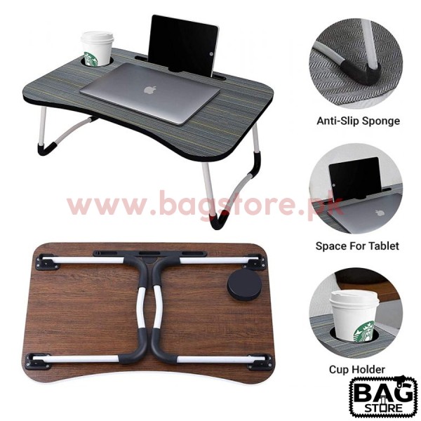 Portable Laptop Table,Adjustable Bed Table with Tablet Slot,Foldable Laptop Stand for Bed, Sofa & Floor,Multi-Function Portable Desk with Mouse Pad & Cup Holder