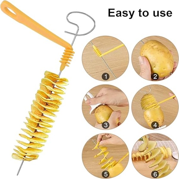 Potato Spiral,Tornado Potato Slicer,Stainless Steel Skewer with Spiral Cutter,French Fry & Tornado Potato Maker for BBQ & Party