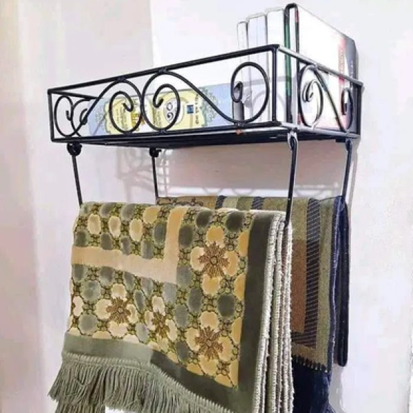 Quran Stand ,Metal Quran Holder with Decorative Design,2-Tier Islamic Book Stand for Quran, Tasbih & Prayer Items,Black Metal Rehal Wall Mount