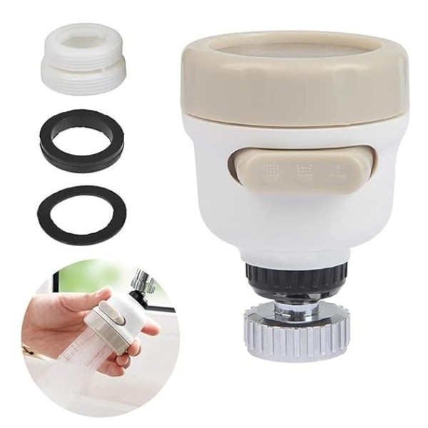 Rotate Water Tap , Water Saver Faucet Extender with 2 Modes,Kitchen & Bathroom Faucet Extender with Shower & Spray Mode 360 Degree Swivel Water Tap Adapter