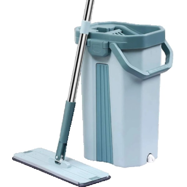 Scartch Mop, Self Wringing Flat Mop with Bucket,Scratch-FreeTelescopic Handle Mop with Drainage System for Home & Office Floor Cleaning Mop,
