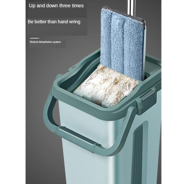 Scartch Mop, Self Wringing Flat Mop with Bucket,Scratch-FreeTelescopic Handle Mop with Drainage System for Home & Office Floor Cleaning Mop,
