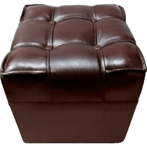 Square Stool Brown ,Ottoman Foot Stool with Tufted Cushion, PU Leather Square Ottoman for Living Room, Bedroom & Office, Modern Footrest & Extra Seating Stool
