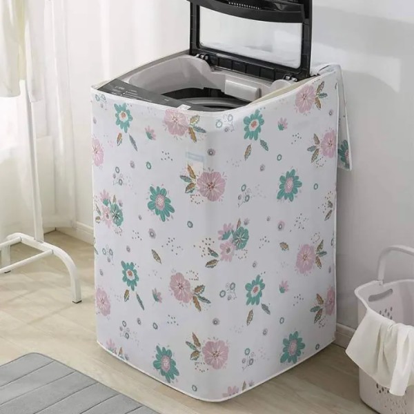 Washing Machine Cover ,Washing Machine Dust Cover with Lid Flap,Waterproof Top Load Washing Machine Cover ,Floral Print Washer Protector for Home & Laundry