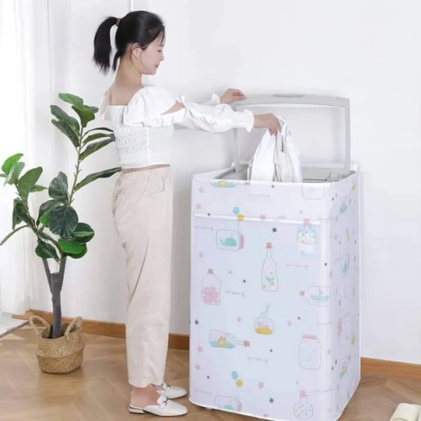 Washing Machine Cover ,Washing Machine Dust Cover with Lid Flap,Waterproof Top Load Washing Machine Cover ,Floral Print Washer Protector for Home & Laundry