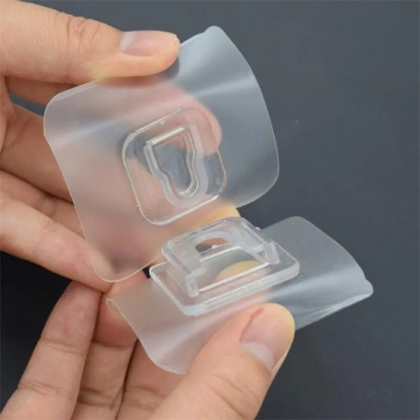 Double Sided Wall Hook Socket Holder,Transparent Adhesive Hook for Remote, Socket & Keys,Reusable Wall Mount Hook for Bathroom, Kitchen & Living Room ,Strong Adhesive Transparent Hook