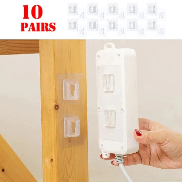 Double Sided Wall Hook Socket Holder,Transparent Adhesive Hook for Remote, Socket & Keys,Reusable Wall Mount Hook for Bathroom, Kitchen & Living Room ,Strong Adhesive Transparent Hook