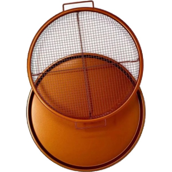 Copper Oven Air Fryer Non-Stick-Round, Round Non-Stick Baking Tray with Rack,Copper Round Oven Air Fryer for Pizza, Chicken & Fries, Non-Stick Crisper Tray for Oven & Air Fryer