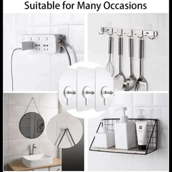 Hook Non-Marking Screw With Nut And Cap-10 Pcs,Adhesive Wall Hook with Screw & Cap,Transparent Adhesive Hook for Kitchen, Bathroom & Living Room,10pcs Heavy Duty Wall Mount Hook with Nut & Cap